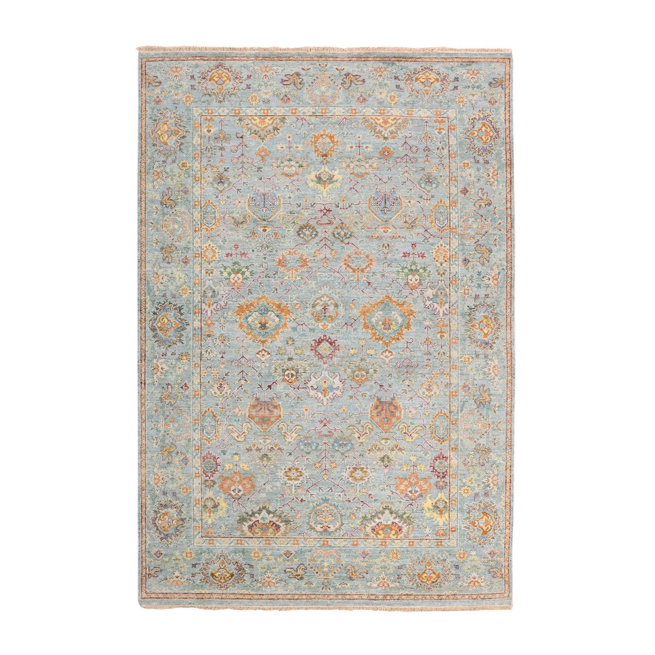 Gray 6'0" x 8'10" Transitional Hand knotted Wool Rug - Sku: O075454