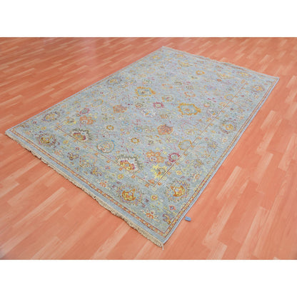 Transitional Wool Hand Knotted Rug Grey Gray 6.0X8.10 -O075454