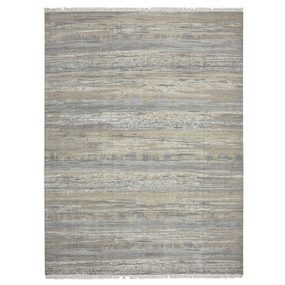 Modern and Contemporary Wool Hand Knotted Rug Grey No Border 8.10X11.10 -O075463