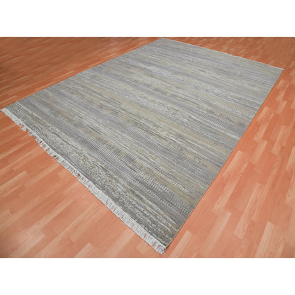 Modern and Contemporary Wool Hand Knotted Rug Grey No Border 8.10X11.10 -O075463