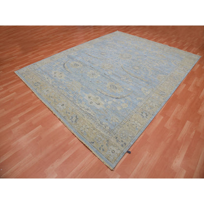 Overdyed & Vintage Wool Hand Knotted Rug Blue Honey Brown 9.1X11.6 -O075467