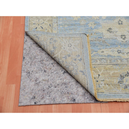 Overdyed & Vintage Wool Hand Knotted Rug Blue Honey Brown 9.1X11.6 -O075467
