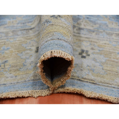 Overdyed & Vintage Wool Hand Knotted Rug Blue Honey Brown 9.1X11.6 -O075467