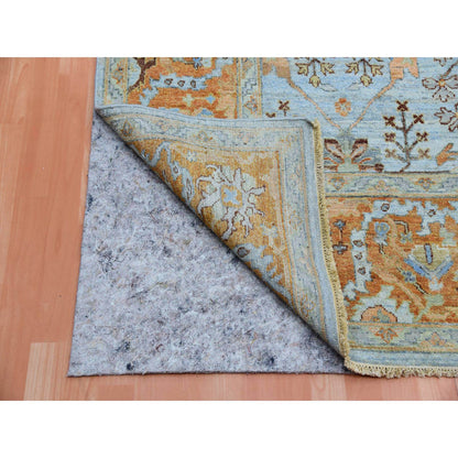 Overdyed & Vintage Wool Hand Knotted Rug Blue Orange 9.0X11.10 -O075469
