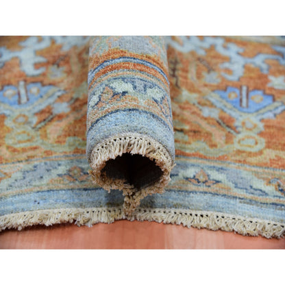 Overdyed & Vintage Wool Hand Knotted Rug Blue Orange 9.0X11.10 -O075469