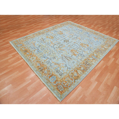 Overdyed & Vintage Wool Hand Knotted Rug Blue Orange 8.1X9.7 -O075471