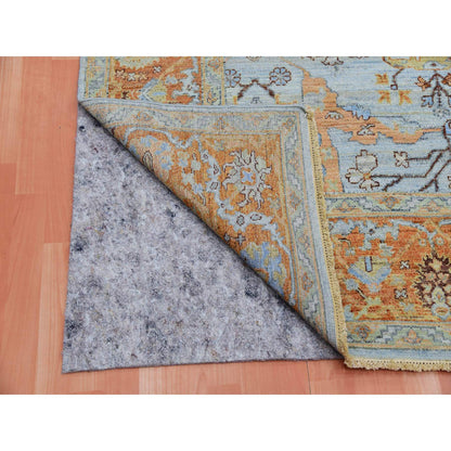 Overdyed & Vintage Wool Hand Knotted Rug Blue Orange 8.1X9.7 -O075471