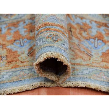 Overdyed & Vintage Wool Hand Knotted Rug Blue Orange 8.1X9.7 -O075471
