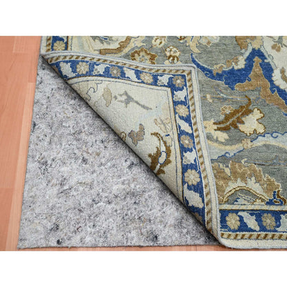 Transitional Wool Hand Knotted Rug Ivory Denim Blue 8.1X10.2 -O075472