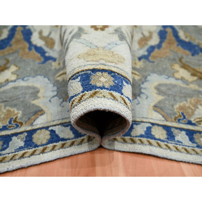 Transitional Wool Hand Knotted Rug Ivory Denim Blue 8.1X10.2 -O075472