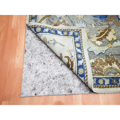 Transitional Wool Hand Knotted Rug Ivory Denim Blue 9.2X12.1 -O075473