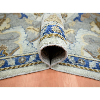 Transitional Wool Hand Knotted Rug Ivory Denim Blue 9.2X12.1 -O075473