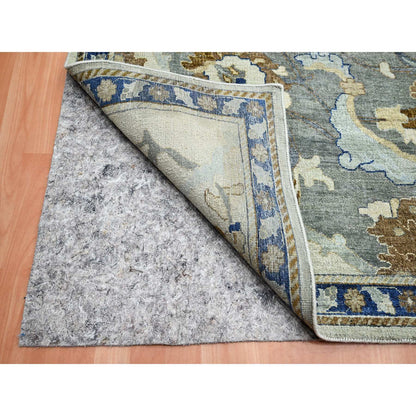 Transitional Wool Hand Knotted Rug Ivory Denim Blue 11.11X15.5 -O075474
