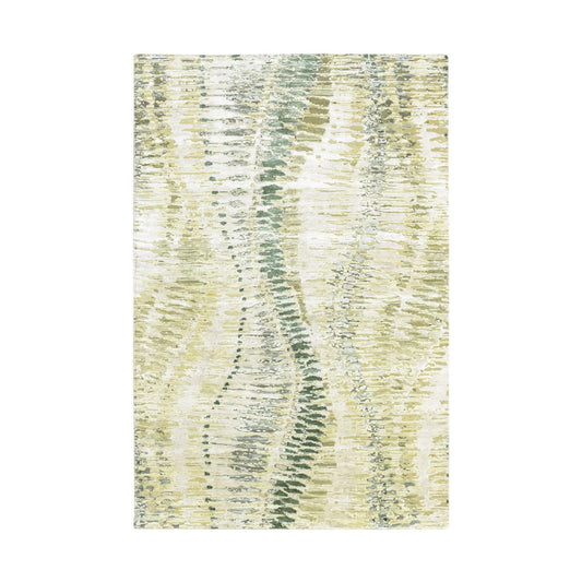 Modern and Contemporary Silk Hand Knotted Rug Green No Border 6.1X9.3 -O075476