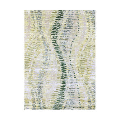 Modern and Contemporary Silk Hand Knotted Rug Green No Border 5.1X7.3 -O075477