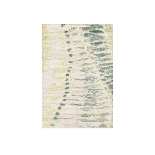 Modern and Contemporary Silk Hand Knotted Rug Green No Border 2.1X3.0 -O075481