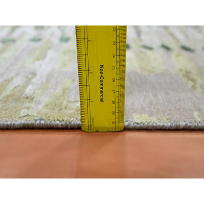 Modern and Contemporary Silk Hand Knotted Rug Green No Border 2.1X3.0 -O075481