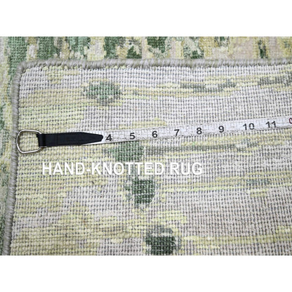 Modern and Contemporary Silk Hand Knotted Rug Green No Border 2.1X3.0 -O075481