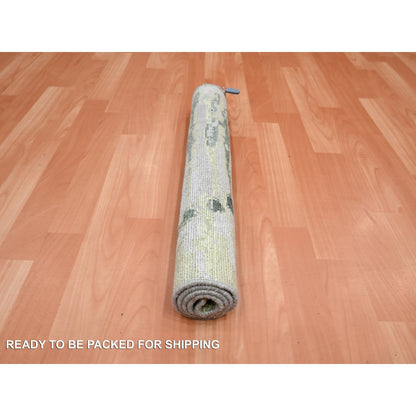 Modern and Contemporary Silk Hand Knotted Rug Green No Border 2.1X3.0 -O075481