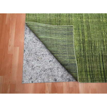 Modern and Contemporary Wool Hand Knotted Rug Green No Border 9.0X12.3 -O075482