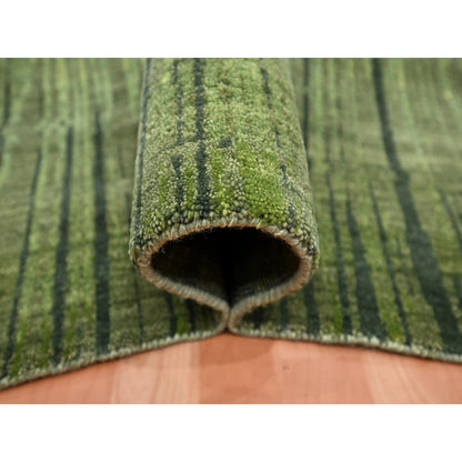 Modern and Contemporary Wool Hand Knotted Rug Green No Border 9.0X12.3 -O075482