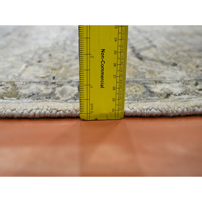 Oushak And Peshawar Wool & Silk Hand Knotted Rug Ivory Gray 2.1X3.0 -O075483