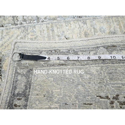 Oushak And Peshawar Wool & Silk Hand Knotted Rug Ivory Gray 2.1X3.0 -O075483