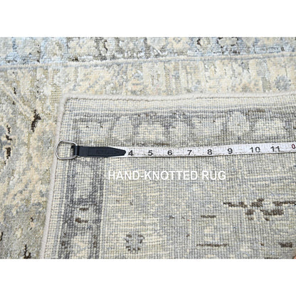 Oushak And Peshawar Wool & Silk Hand Knotted Rug Ivory Gray 2.1X3.0 -O075484