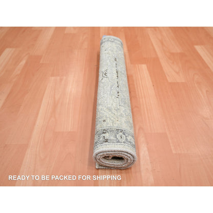 Oushak And Peshawar Wool & Silk Hand Knotted Rug Ivory Gray 2.1X3.0 -O075484