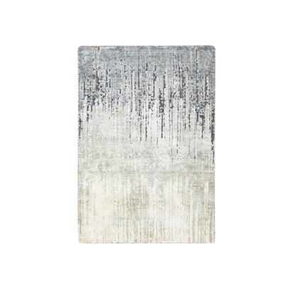 Modern and Contemporary Silk Hand Knotted Rug Grey 2.1X3.0  -O075485