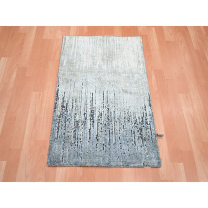 Modern and Contemporary Silk Hand Knotted Rug Grey 2.1X3.0  -O075485