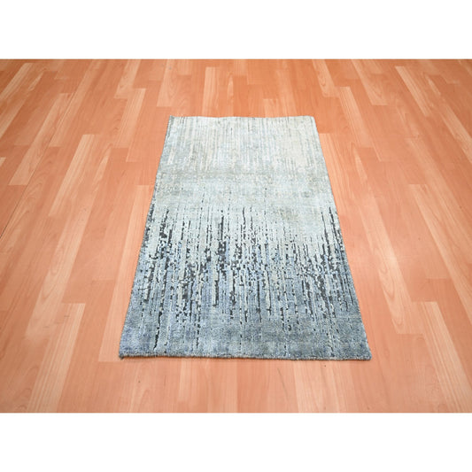 Modern and Contemporary Silk Hand Knotted Rug Grey No Border 2.1X3.0 -O075486