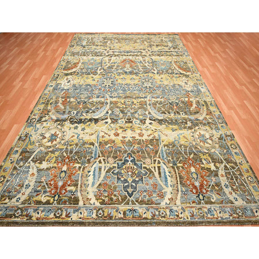 Transitional Wool Hand Knotted Rug Brown Brown 9.1X12.0 -O075489