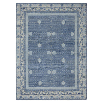 Oushak And Peshawar Wool Hand Knotted Rug Blue Ivory 9.0X12.5 -O075491
