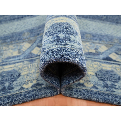 Oushak And Peshawar Wool Hand Knotted Rug Blue Ivory 9.0X12.5 -O075491