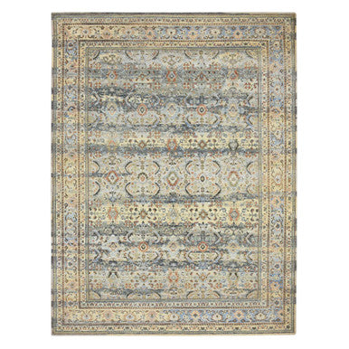Transitional Wool Hand Knotted Rug Grey Gray 9.0X12.0 -O075493