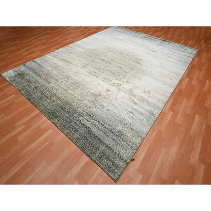 Modern and Contemporary Silk Hand Knotted Rug Brown No Border 9.0X12.5 -O075495