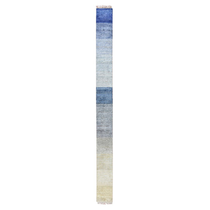 Modern and Contemporary Wool & Pure Silk Hand Knotted Rug Grey No Border 1.0X12.0 -O075497