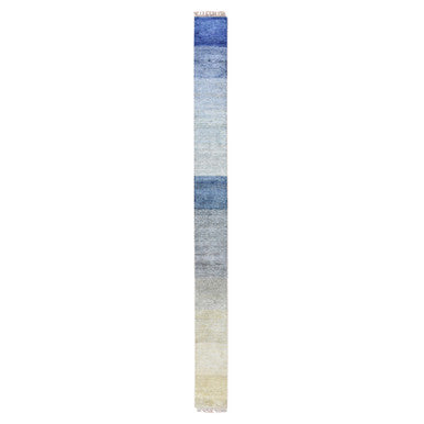 Modern and Contemporary Wool & Pure Silk Hand Knotted Rug Grey No Border 1.0X12.0 -O075497