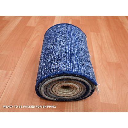 Modern and Contemporary Wool & Pure Silk Hand Knotted Rug Grey No Border 1.0X12.0 -O075497