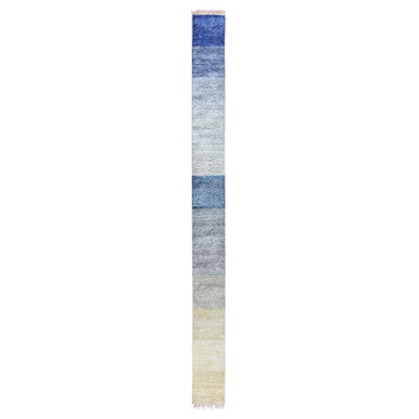 Modern and Contemporary Wool & Pure Silk Hand Knotted Rug Grey No Border 1.0X12.0 -O075498