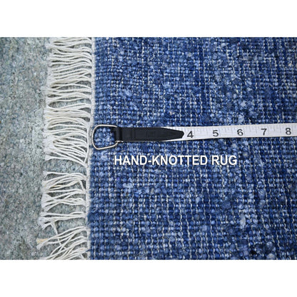 Modern and Contemporary Wool & Pure Silk Hand Knotted Rug Grey No Border 1.0X12.0 -O075498