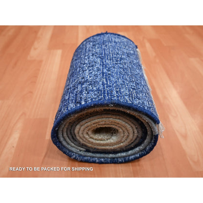 Modern and Contemporary Wool & Pure Silk Hand Knotted Rug Grey No Border 1.0X12.0 -O075498