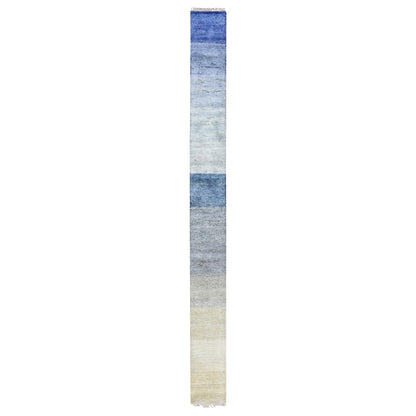 Modern and Contemporary Wool & Pure Silk Hand Knotted Rug Grey No Border 1.0X12.0 -O075500