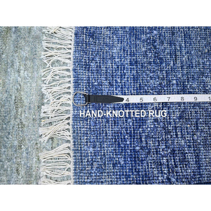 Modern and Contemporary Wool & Pure Silk Hand Knotted Rug Grey No Border 1.0X12.0 -O075500