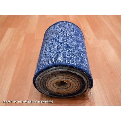 Modern and Contemporary Wool & Pure Silk Hand Knotted Rug Grey No Border 1.0X12.0 -O075500