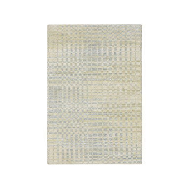 Modern and Contemporary Wool & Pure Silk Hand Knotted Rug Brown No Border 4.0X6.0 -O075502