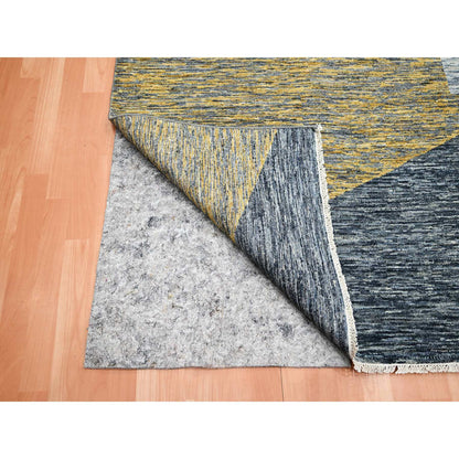 Modern and Contemporary Wool Hand Knotted Rug Yellow No Border 8.0X10.0 -O075503