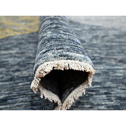 Modern and Contemporary Wool Hand Knotted Rug Yellow No Border 8.0X10.0 -O075503