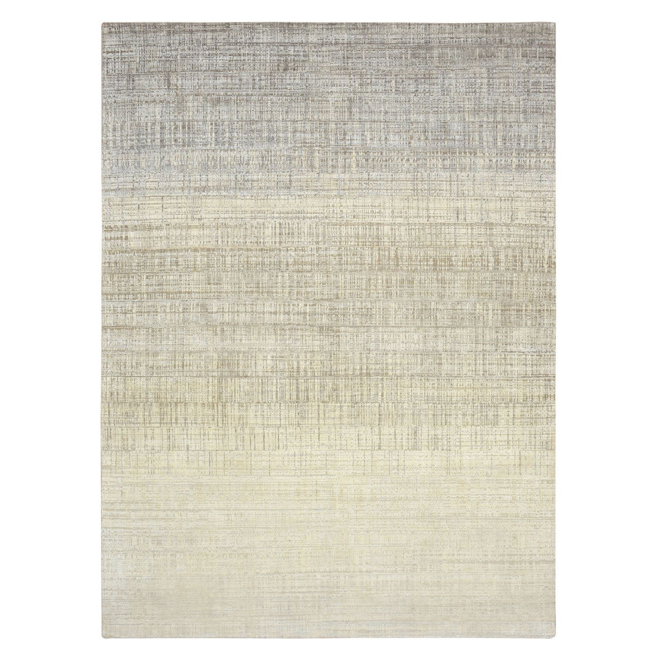 Ivory 8'11" x 12'4" Modern and Contemporary Hand knotted Wool/Silk Rug - Sku: O075505